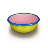 Colorama Bowl 12cm Chartreuse and Soft Pink with Electric Blue Rim