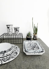 Monochrome Bowl 17cm White with Splattered Rim