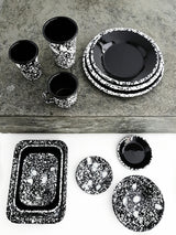 Monochrome Small Flat Plate 21cm Black with Splattered Rim