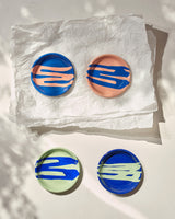 Primavera Cookie Plate 12cm Cobalt on Peach