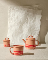 Primavera Medium Tea Pot 800cc Coral on Peach