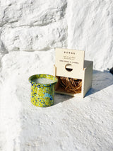 Bergamot Candle in Lime Splatter Enamelware Container