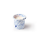 Orange Blossom Candle in Blue on White Splatter Enamelware Container