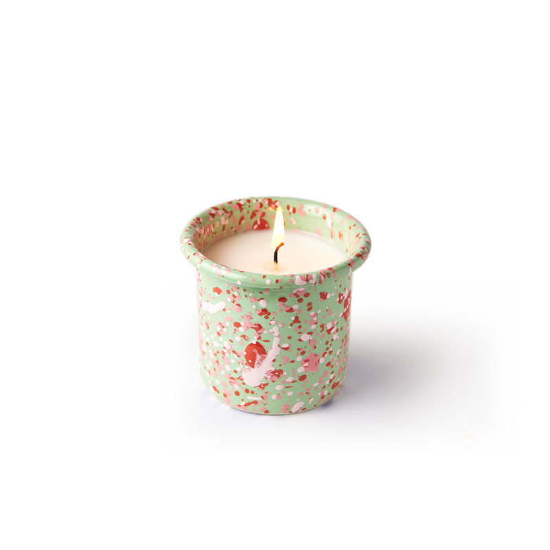 Tea Tree Candle in Muscat Green Splatter Enamelware Container