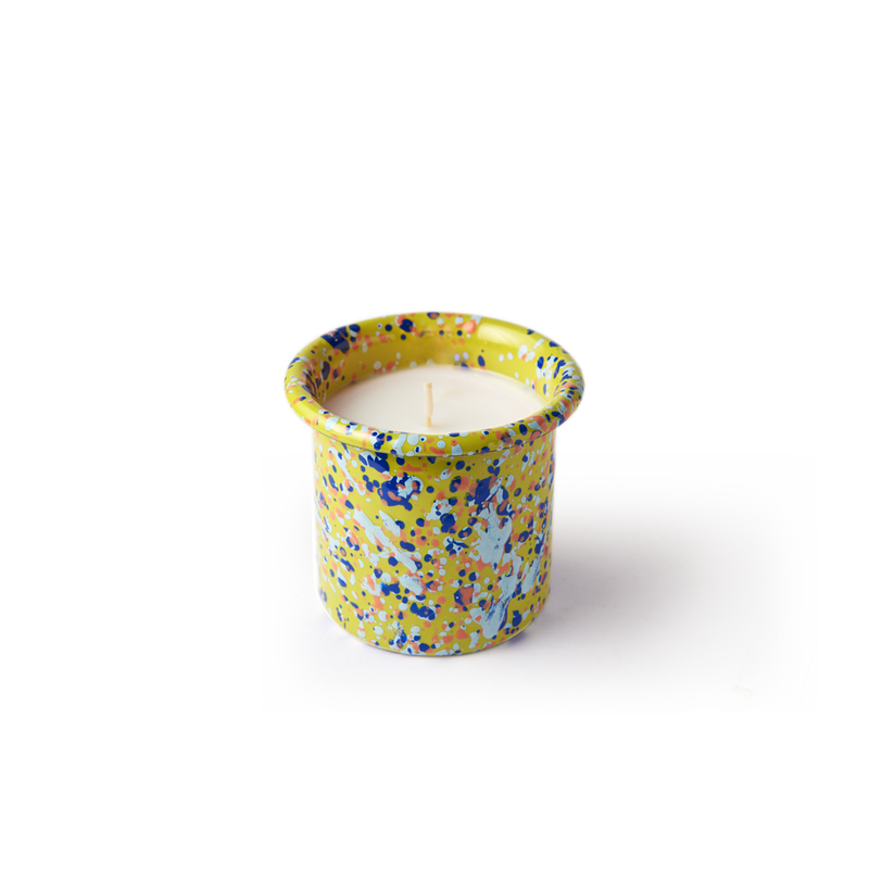 Bergamot Candle in Lime Splatter Enamelware Container