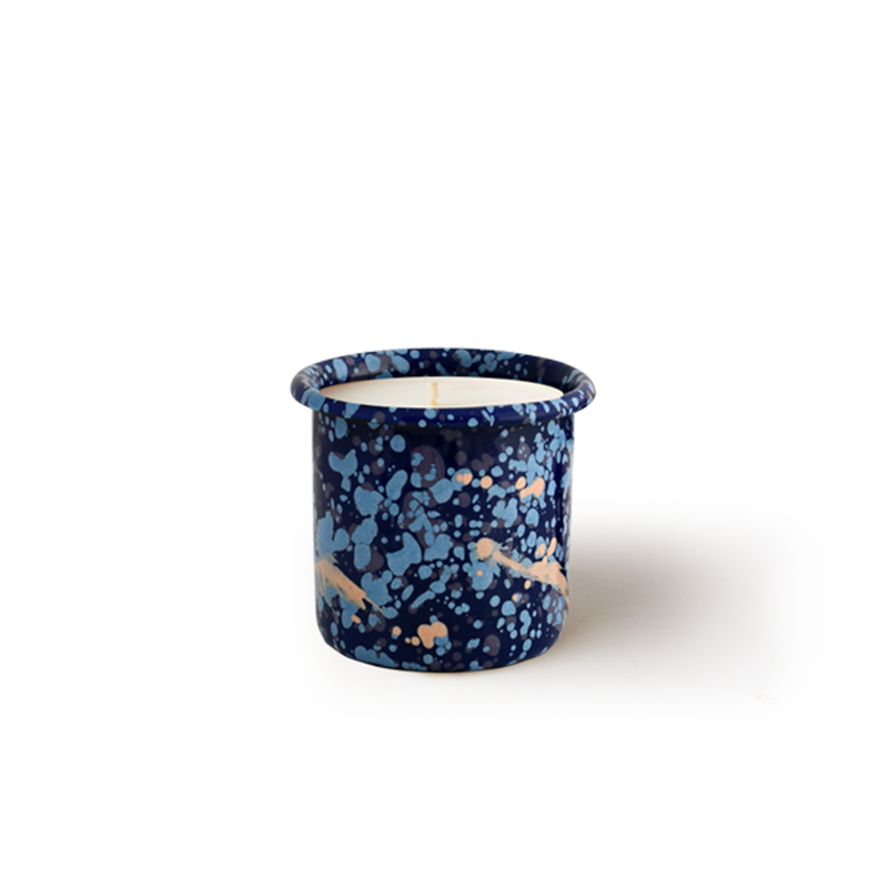 Black Tea-Lily of The Valley Candle in Island Breeze Indigo Enamel Container