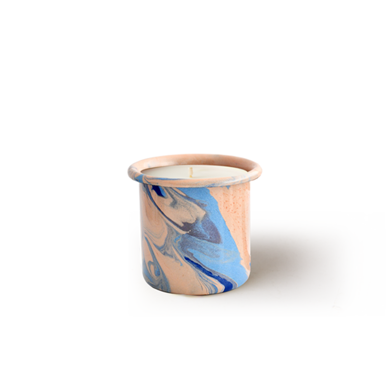 Lilium-Patchouli Candle in New Marble Peach Enamel Container