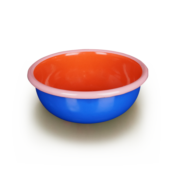 Colorama Bowl 12cm Electric Blue and Coral with Soft Pink Rim
