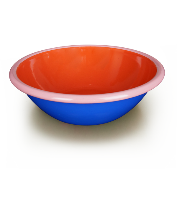 Colorama Bowl 16cm Electric Blue and Coral with Soft Pink Rim