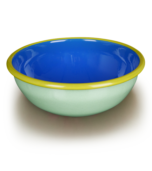 Colorama Salad Bowl 20cm Mint and Electric Blue with Chartreuse Rim