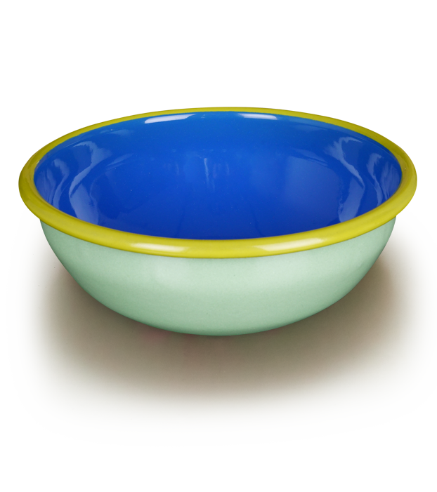 Colorama Salad Bowl 20cm Mint and Electric Blue with Chartreuse Rim