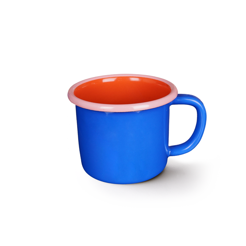 Colorama Large Mug 300cc Electric Blue and Coral with Soft Pink Rim