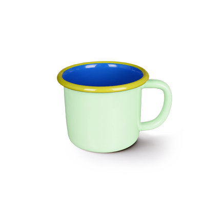 Colorama Large Mug 300cc Mint and Electric Blue with Chartreuse Rim
