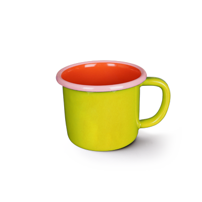 Colorama Large Mug 300cc Chartreuse and Coral with Soft Pink Rim