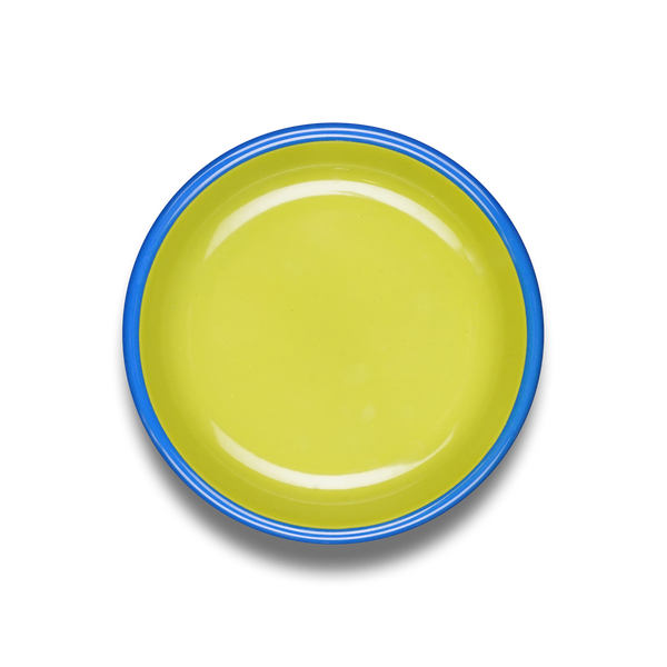 Colorama Small Plate 18cm Chartreuse with Electric Blue Rim
