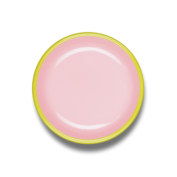 Colorama Small Plate 18cm Soft Pink with Chartreuse Rim