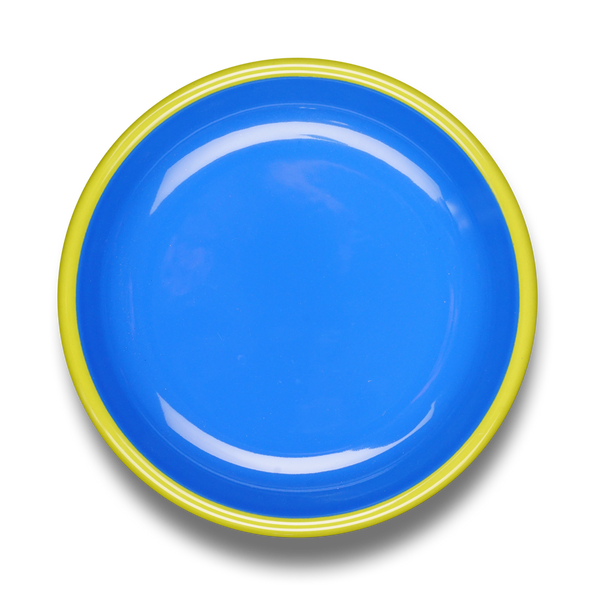 Colorama Large Plate 26cm Electric Blue with Chartreuse Rim