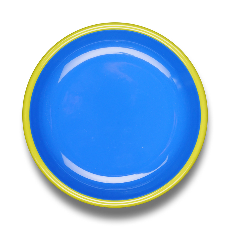 Colorama Large Plate 26cm Electric Blue with Chartreuse Rim
