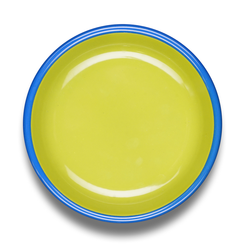 Colorama Large Plate 26cm Chartreuse with Electric Blue Rim