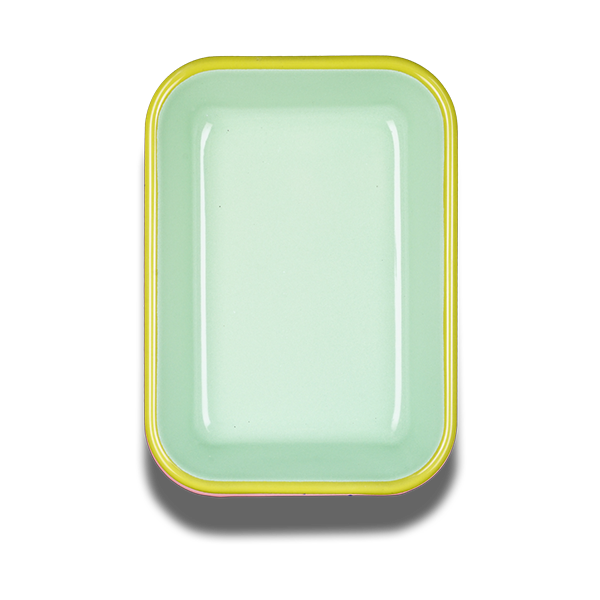 Colorama Medium Baking Dish 21x14x4cm Mint with Chartreuse Rim