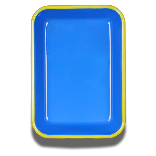 Colorama Large Baking Dish 26x18x4cm Electric Blue with Chartreuse Rim