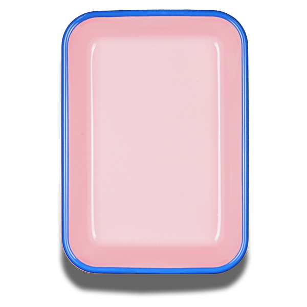 Colorama Large Baking Dish 26x18x4cm Soft Pink with Electric Blue Rim