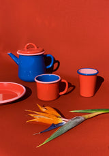 Colorama Large Mug 300cc Coral and Electric Blue with Soft Pink Rim
