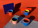 Colorama Large Mug 300cc Electric Blue and Coral with Soft Pink Rim