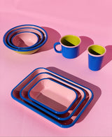 Colorama Medium Baking Dish 21x14x4cm Soft Pink with Electric Blue Rim