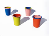 Colorama Small Tumbler 250cc Electric Blue and Chartreuse with Soft Pink Rim