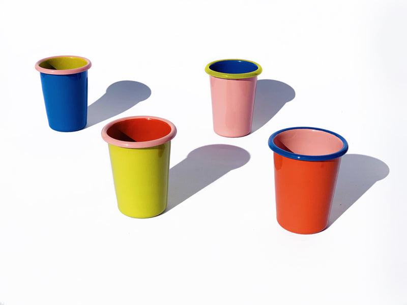 Colorama Small Tumbler 250cc Soft Pink and Electric Blue with Chartreuse Rim
