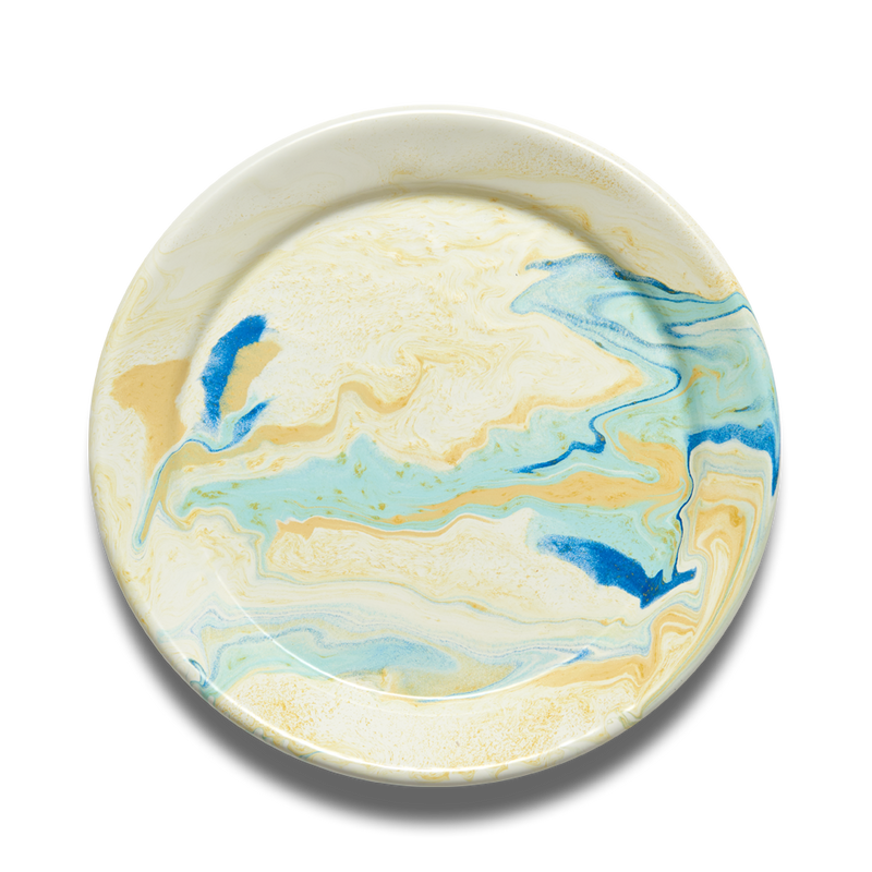 New Marble Large Flat Plate 25cm Lemon Cream