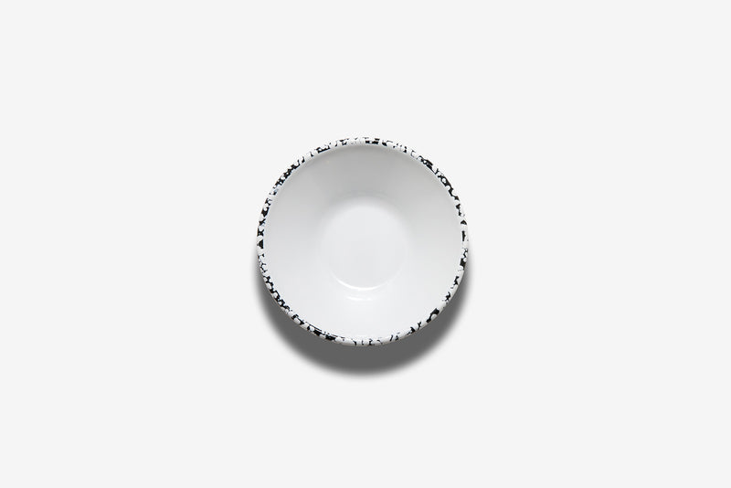 Monochrome Bowl 17cm White with Splattered Rim