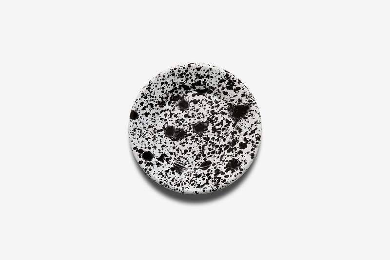 Monochrome Small Flat Plate 21cm Black Splatter on White