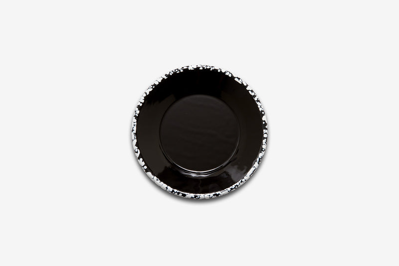 Monochrome Small Flat Plate 21cm Black with Splattered Rim