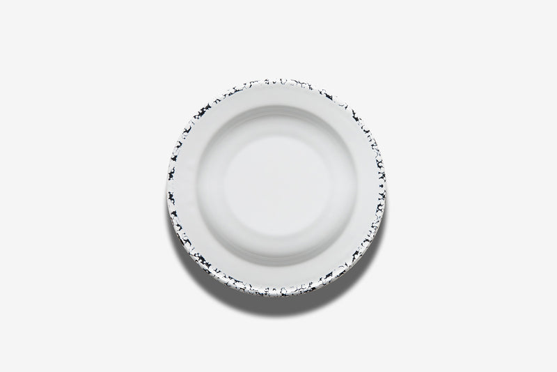 Monochrome Deep Plate 23cm White with Splattered Rim