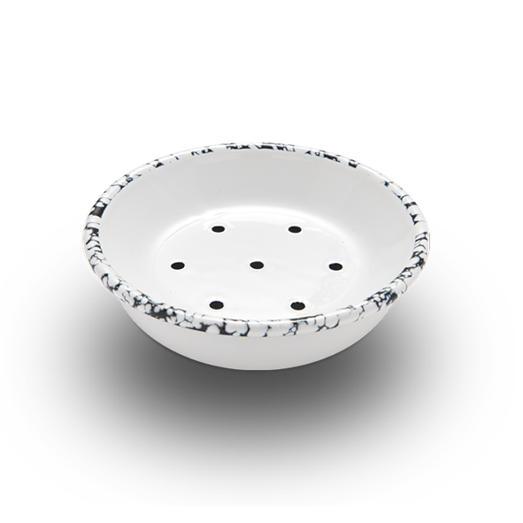 Monochrome Soap Dish 12cm White with Splattered Rim