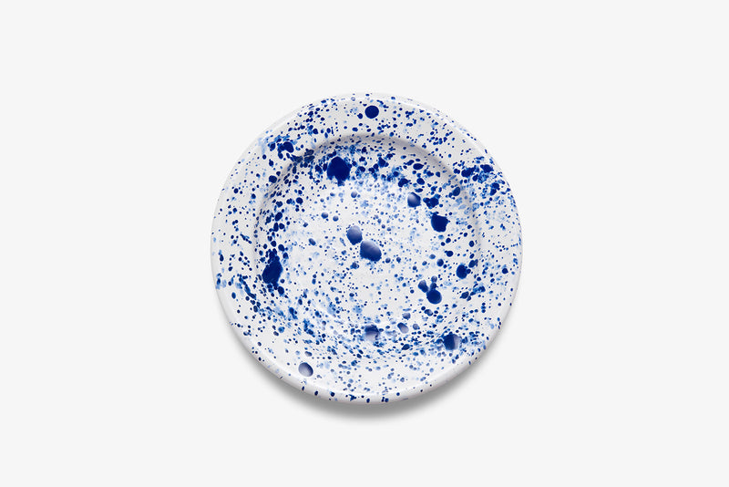 Mediterranean Deep Plate 23cm Blue Splatter on White